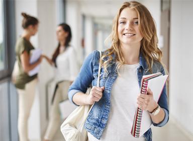 Girl leaving for her classes of ccc